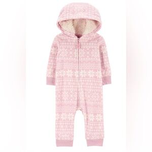 Toddler Girl Carter's 1-Piece Pink Fleece Jumpsuit